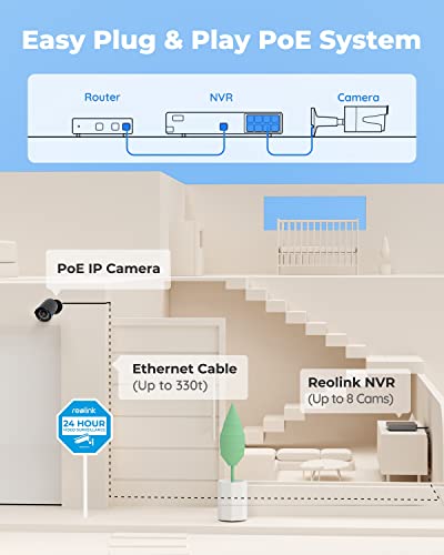 reolink نظام كاميرات الأمان REOLINK 8CH 5MP PoE، 4 كاميرات IP سلكية خارجية مع كشف الأشخاص/الحيوانات/المركبات، NVR 8CH بدقة 4K مع قرص صلب سعة 2TB للتسجيل على مدار الساعة، RLK8-410B4-5MP أسود - Image 4
