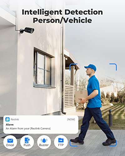 reolink نظام كاميرات الأمان REOLINK 8CH 5MP PoE، 4 كاميرات IP سلكية خارجية مع كشف الأشخاص/الحيوانات/المركبات، NVR 8CH بدقة 4K مع قرص صلب سعة 2TB للتسجيل على مدار الساعة، RLK8-410B4-5MP أسود - Image 3