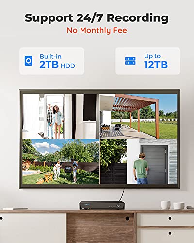 reolink نظام كاميرات الأمان REOLINK 8CH 5MP PoE، 4 كاميرات IP سلكية خارجية مع كشف الأشخاص/الحيوانات/المركبات، NVR 8CH بدقة 4K مع قرص صلب سعة 2TB للتسجيل على مدار الساعة، RLK8-410B4-5MP أسود - Image 5