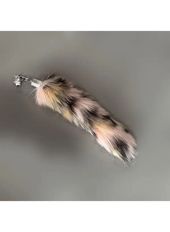 دمية قط وردي ناعم مع ذيل فرو قابل للسحب للعب التفاعلي - Image 1