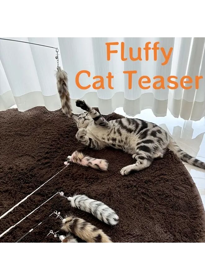 دمية قط وردي ناعم مع ذيل فرو قابل للسحب للعب التفاعلي - Image 2