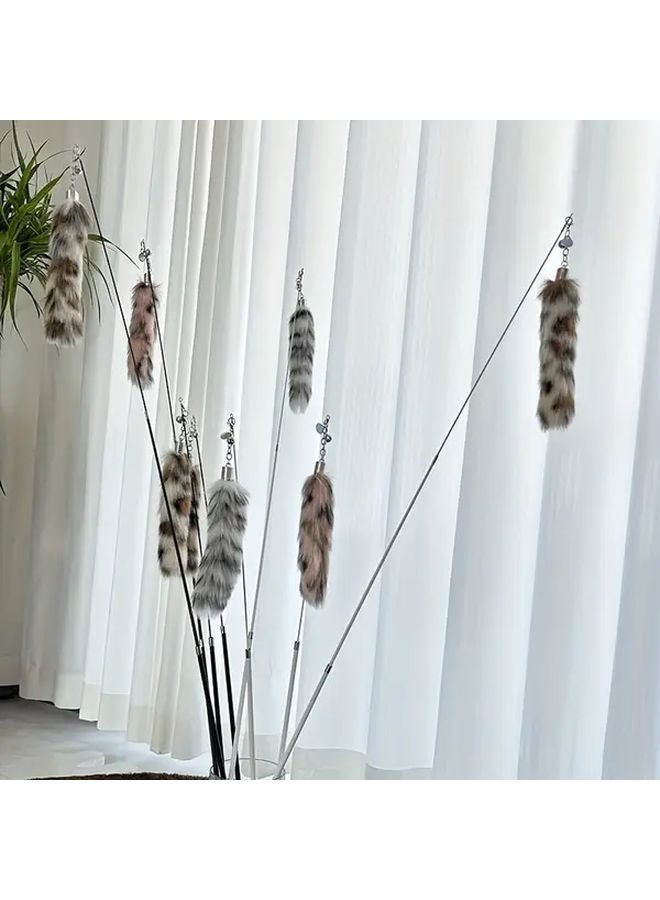 دمية قط وردي ناعم مع ذيل فرو قابل للسحب للعب التفاعلي - Image 4