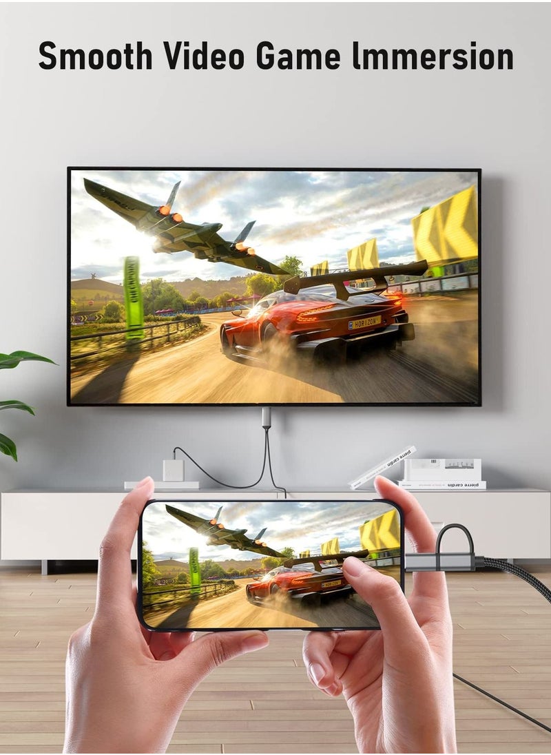 SYOSI 2-in-1 Lightning to HDMI Adapter for iPhone & Android, USB C to HDMI Cable, Type C to HDMI Cord, iPad, for iPad Sync Screen Connector Directly Connect on HDTV/Monitor/Projector - (2 m)  - Image 2