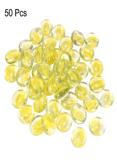 MECCANIXITY MECCANIXITY Decorative Flat Glass Marbles 17-19mm Rock Vase Filler Beads Pebbles Petal Yellow for Fish Tank Table Scatter Decor, 50 Pcs  - Image 3