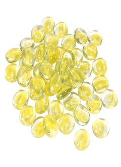 MECCANIXITY MECCANIXITY Decorative Flat Glass Marbles 17-19mm Rock Vase Filler Beads Pebbles Petal Yellow for Fish Tank Table Scatter Decor, 50 Pcs  - Image 4