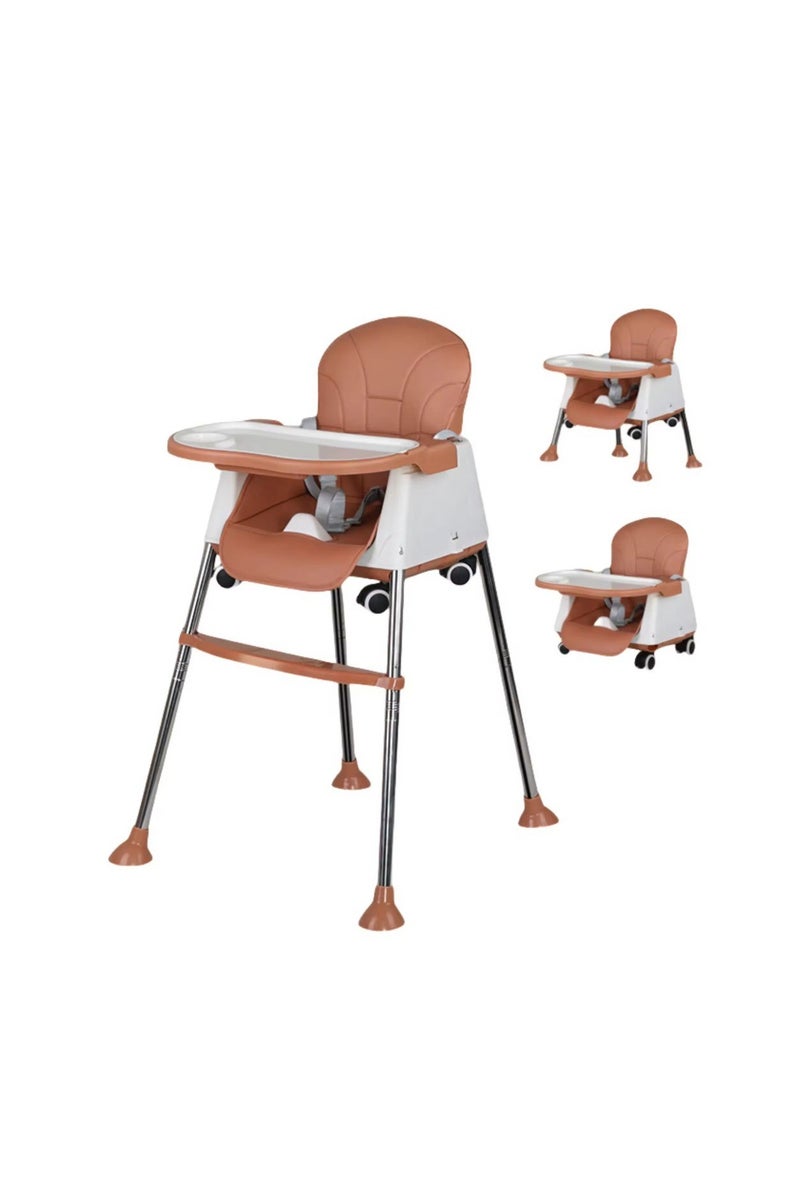 BAIG Baby High Chair 3-in-1 Foldable Portable - Adjustable Height Infant Toddler Dining Chair with Removable Tray - Image 2