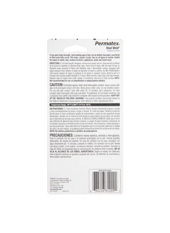 Permatex 2-part Adhesive and Filler System Steel Weld and Metal Epoxy Dark Grey 2 oz 84209  - Image 2