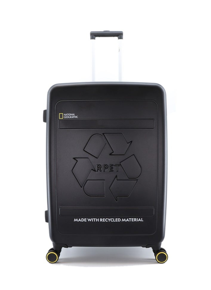 NATIONAL GEOGRAPHIC National Geographic RPET Balance Hardshell Large Check-In Suitcase, Durable Lightweight  TSA Combination Lock Travel Luggage, 4 Quite Spinner Wheel Trolley Bag (24 Inch) Black.  - Image 1