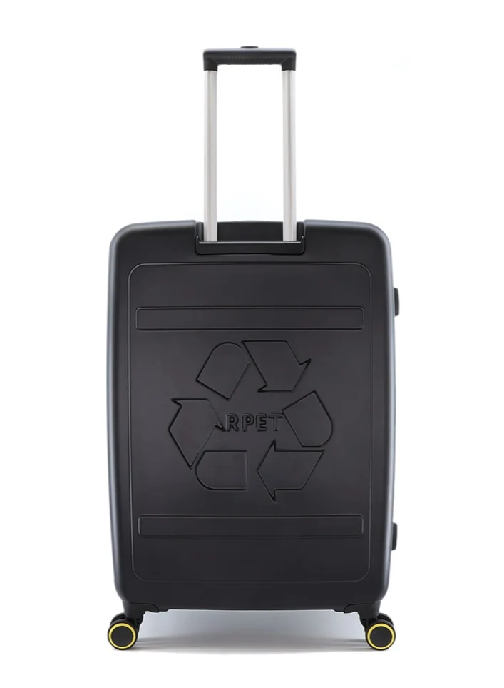 NATIONAL GEOGRAPHIC National Geographic RPET Balance Hardshell Large Check-In Suitcase, Durable Lightweight  TSA Combination Lock Travel Luggage, 4 Quite Spinner Wheel Trolley Bag (24 Inch) Black.