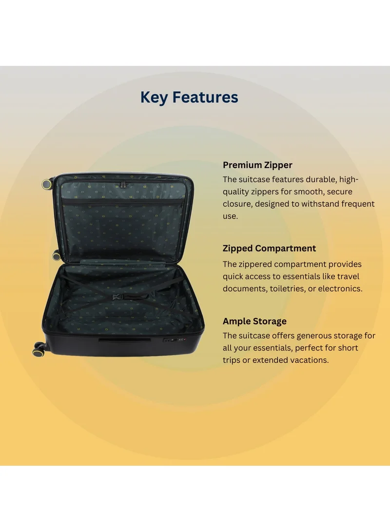 NATIONAL GEOGRAPHIC National Geographic RPET Balance Hardshell Large Check-In Suitcase, Durable Lightweight  TSA Combination Lock Travel Luggage, 4 Quite Spinner Wheel Trolley Bag (24 Inch) Black.