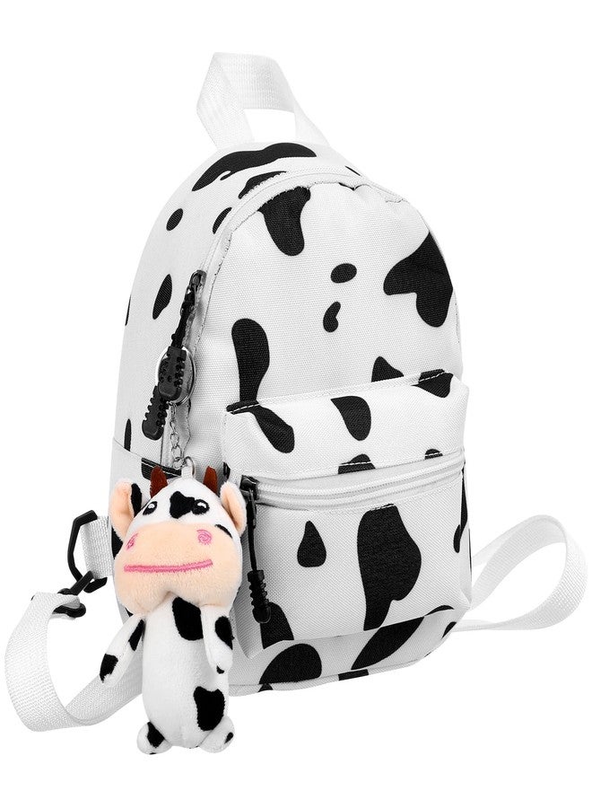 TENDYCOCO Cow Backpack with Plush Cow Pendant Canvas Print Backpack Stuff for Women Mini for Women Girls - Image 1