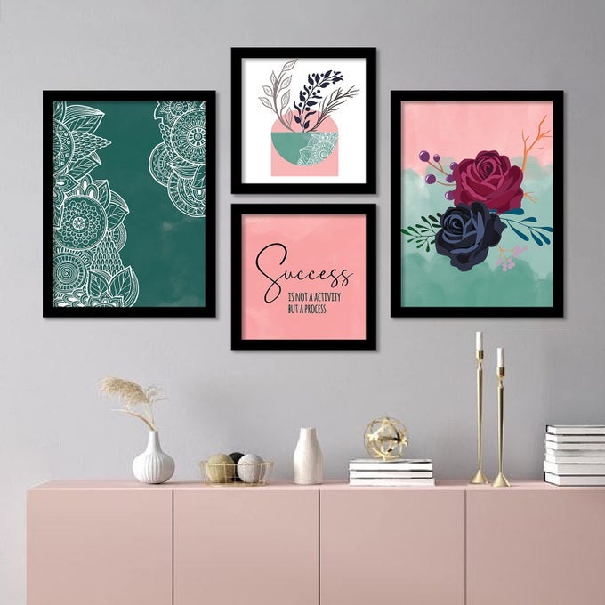 MODERN ART WALL DECOR FRAMED PAINTINGS FOR LIVING ROOM ABSTRACT ART FRAMED WALL POSTERSPAINTINGS WITH FRAME FOR HOME DECORATION WALL PAINTINGSHANGINGS 11 INCH X 14 INCH SET OF 4