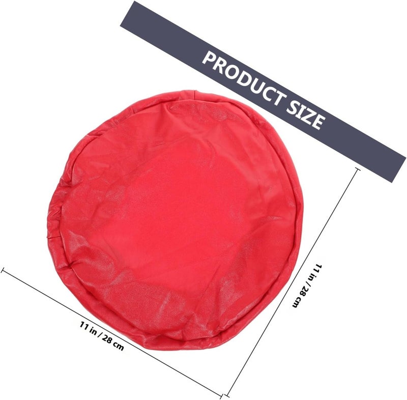 Pu Leather Waterproof Round Stool Cover, Elastic Thickened Seat Cushion Protector for Bar, Office, Salon Stools 11-14 Inch, Red - Image 2