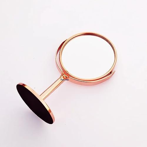 SOHAM SHREE Tabletop Double Side Shaving Makeup Vanity Mirror 360 Degree 5X Magnification Beauty Make up Cosmetic Stand for Shaving & Makeup Vanity Bedroom Bathroom Desk (Round)(Rosegold) - Image 2
