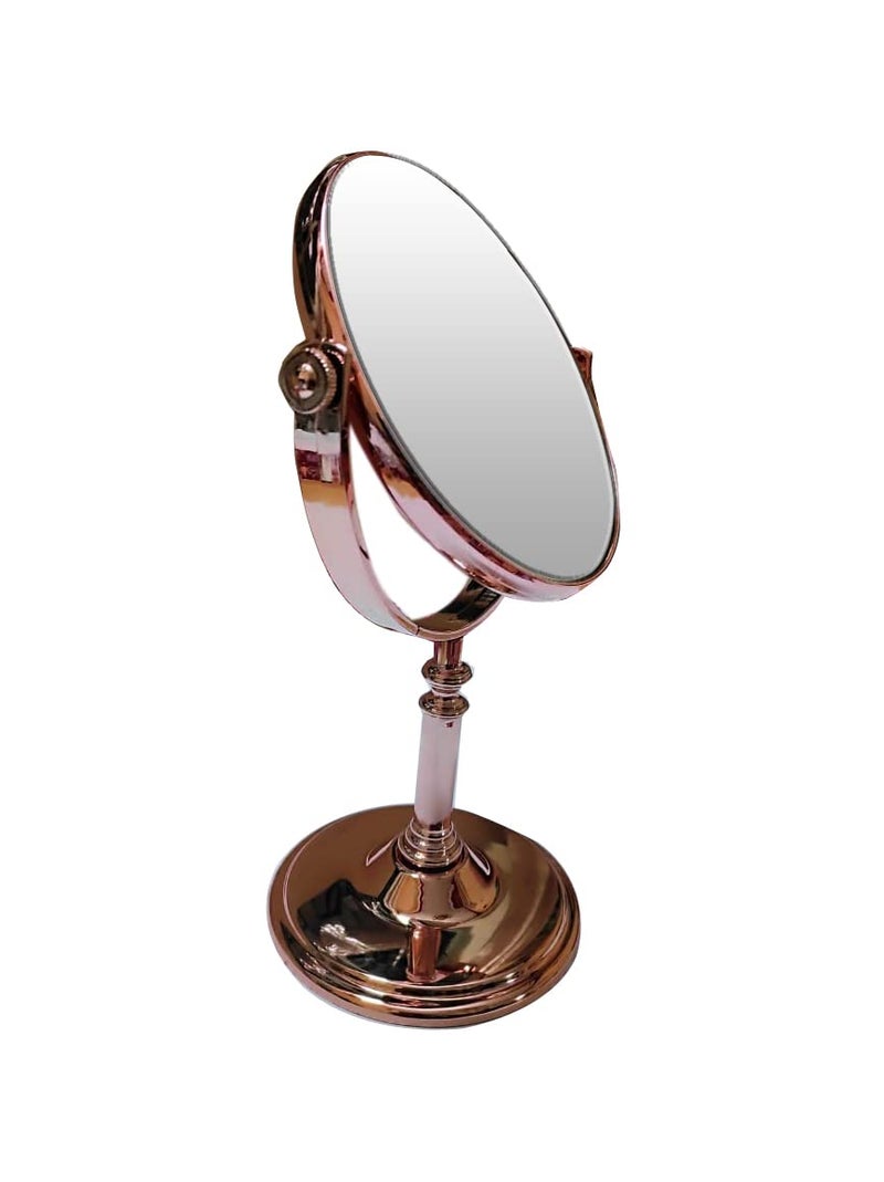 SOHAM SHREE Tabletop Double Side Shaving Makeup Vanity Mirror 360 Degree 5X Magnification Beauty Make up Cosmetic Stand for Shaving & Makeup Vanity Bedroom Bathroom Desk (Round)(Rosegold) - Image 3