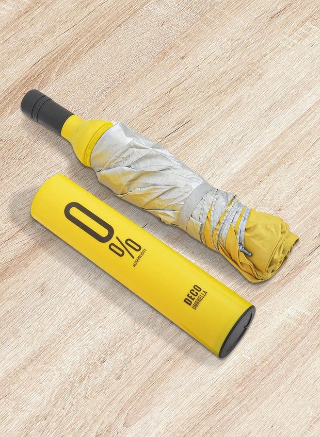 FABINALIV Yellow Solid Waterproof 3 Fold Compact Bottle Umbrella (FLUB-1010-Yellow) - Image 3