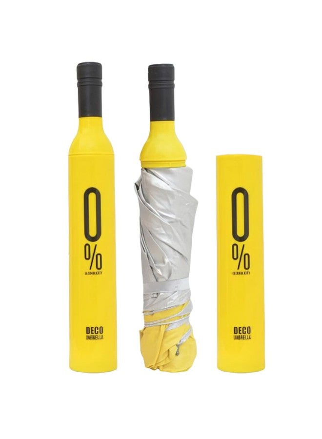 FABINALIV Yellow Solid Waterproof 3 Fold Compact Bottle Umbrella (FLUB-1010-Yellow) - Image 1
