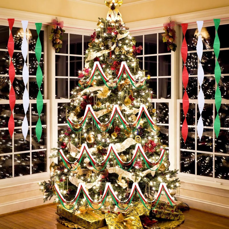 Zonon 9 Rolls Crepe Paper Streamers Party Decorations 246 Yards in 3 Colors for Xmas Hanging Backdrops Party Decorations Christmas DIY Craft Supplies(Simple Style,Red, Green, White) - Image 4