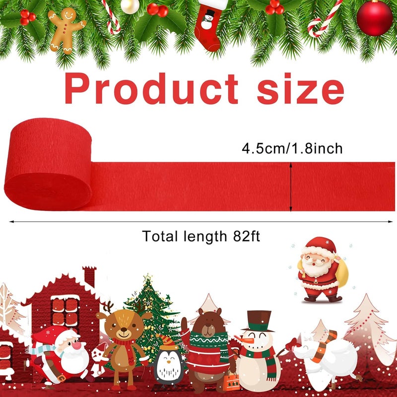 Zonon 9 Rolls Crepe Paper Streamers Party Decorations 246 Yards in 3 Colors for Xmas Hanging Backdrops Party Decorations Christmas DIY Craft Supplies(Simple Style,Red, Green, White) - Image 3