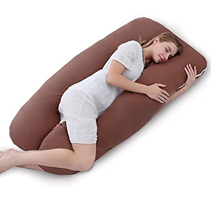 Snoozy SNOOZY Ultra Soft UShape Pregnancy Maternity Pillow Multi Purpose with Removable Cover ZipBrown  - Image 1