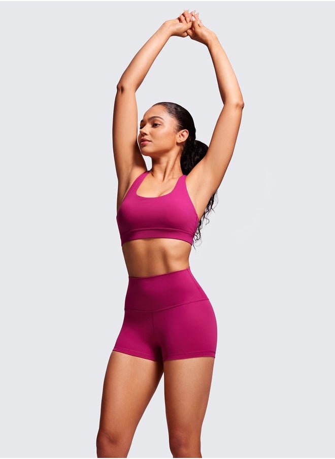 CRZ YOGA - Womens Butterluxe Biker Shorts 2.5 Inches - High Waisted Yoga Workout Running Volleyball Spandex Booty Magenta Purple Small - Image 1