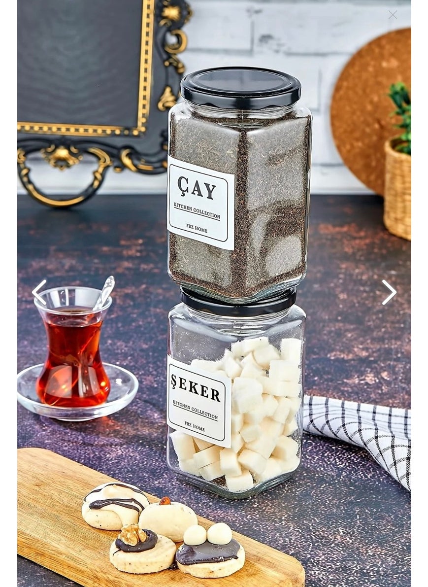Fbz Home 2-Piece Tea & Sugar Storage Container 850 ml Glass Jar  - Image 3