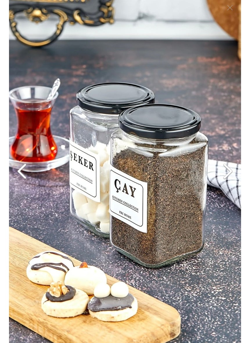 Fbz Home 2-Piece Tea & Sugar Storage Container 850 ml Glass Jar  - Image 2