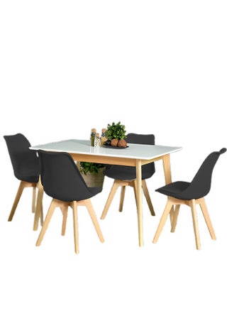 4-Black Chairs and White Table