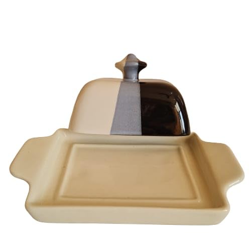 Mirakii Ceramic Black and White Butter Dish with Lid and Handle, Perfect for Kitchen and Restrurent Serving Butter or Starter (Black and Wite) - Image 4