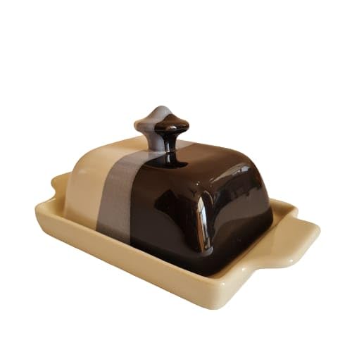 Mirakii Ceramic Black and White Butter Dish with Lid and Handle, Perfect for Kitchen and Restrurent Serving Butter or Starter (Black and Wite) - Image 2