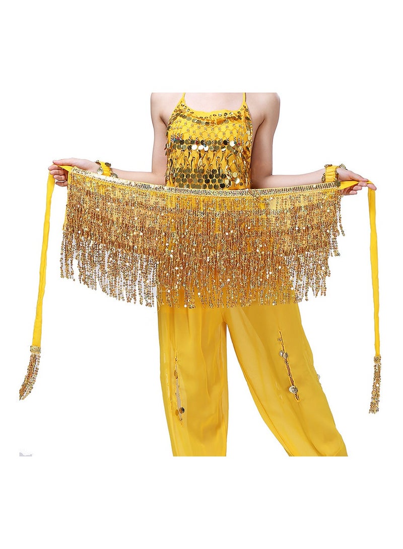 KASTWAVE Women Belly Dance Tassel Hip Scarf, Dancing Costumes Sequin Hip Belt Skirt, Disco Fringe Short Sparkly Skirt Rave Party Dance Belly Skirt for Women Girls - Free Size - Image 5