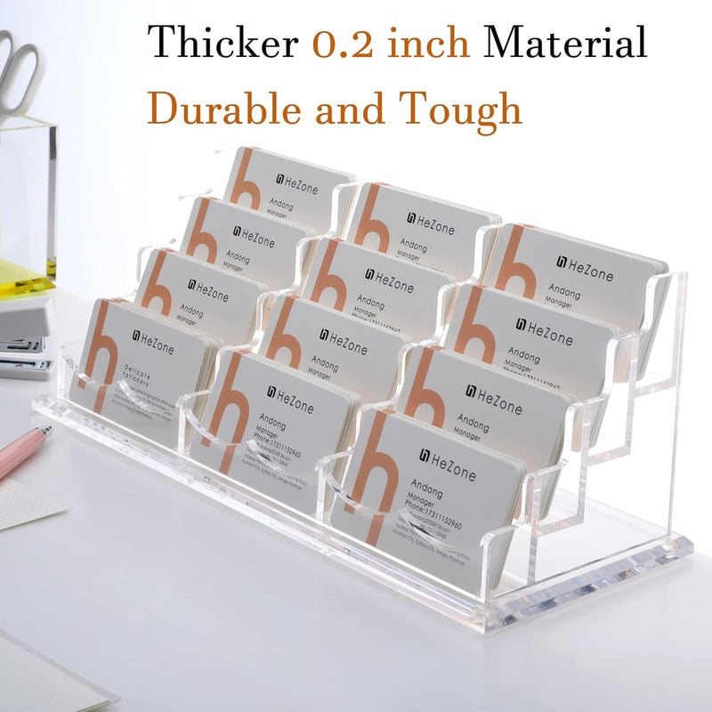 HeZone Business Card Holder Display for Desk, 12 Slot 4 Tier Multiple-Clear Acrylic Business Card Stand Set, Holds Approximately 600 Cards(12 Cell H) - Image 5
