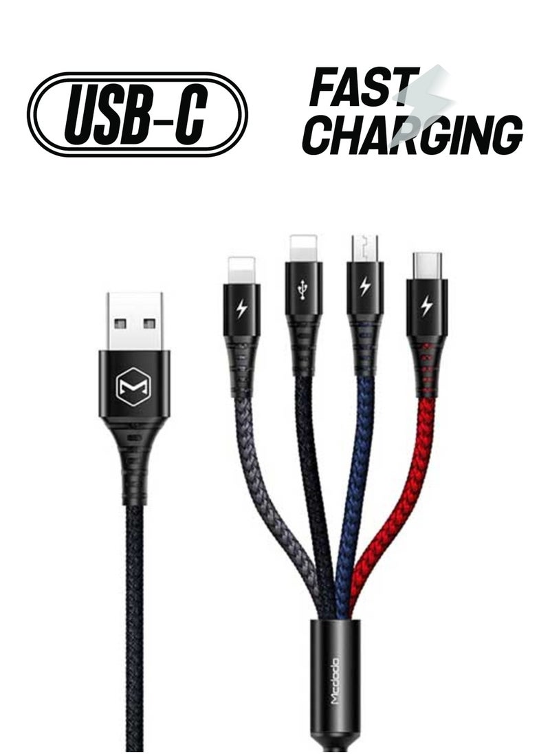 Mcdodo - 4-in-1 Multi-Device Charging Cable – Dual Lightning, Micro USB & Type-C Connector for Universal Charging - Image 1