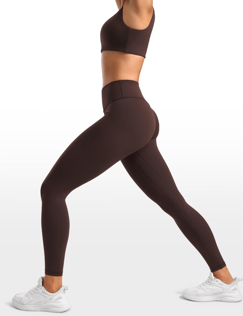 INGIA Womens High Waisted No Front Seam Lounge Yoga Legging 25" Workout Tummy Control Gym Yoga Pants Hot Fudge Brown Small - Image 4