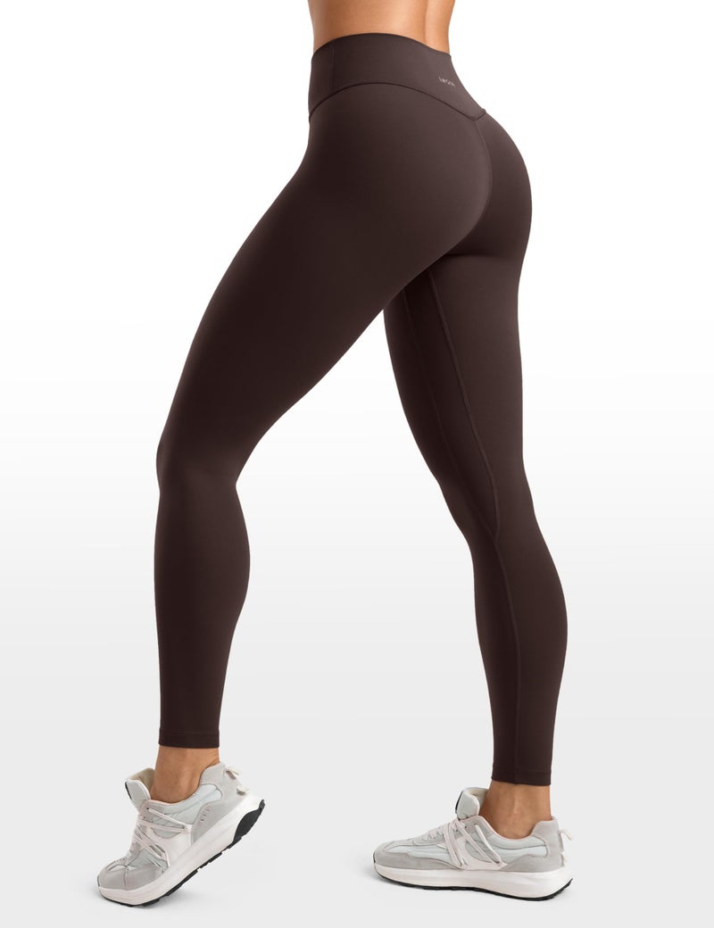 INGIA Womens High Waisted No Front Seam Lounge Yoga Legging 25" Workout Tummy Control Gym Yoga Pants Hot Fudge Brown Small - Image 2