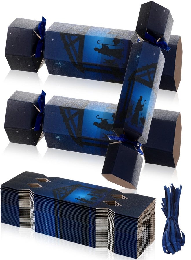 Spakon 50 Sets Christmas Party Favor Christmas Crackers Jesus Nativity Scene No Snap Party Table Favors Christian Treat Gift Boxes Xmas Party Cracker Candy Box with Holiday Dinner Decor Supplies - Image 1