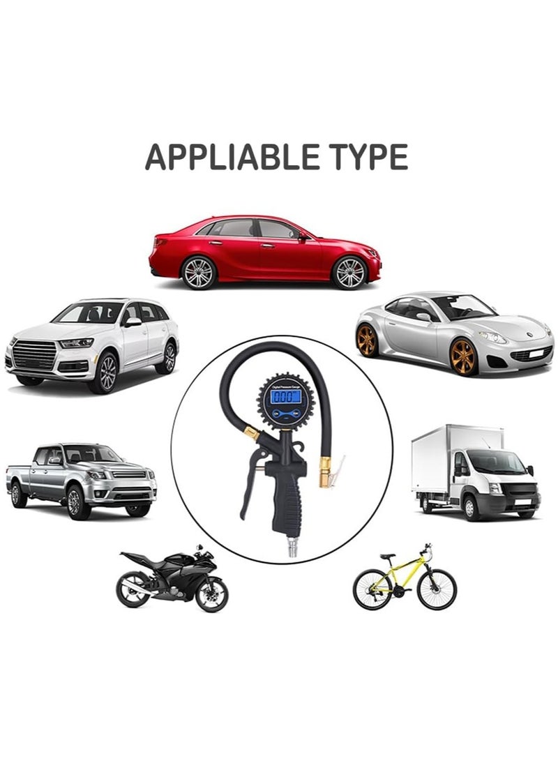 Digital Tire Inflator with Pressure Gauge Air Chuck with Gauge for Air Compressor Quick Connect Coupler with Display Resolution Car Accessories for SUV RV Truck-250 PSI Air Chuck - Image 5