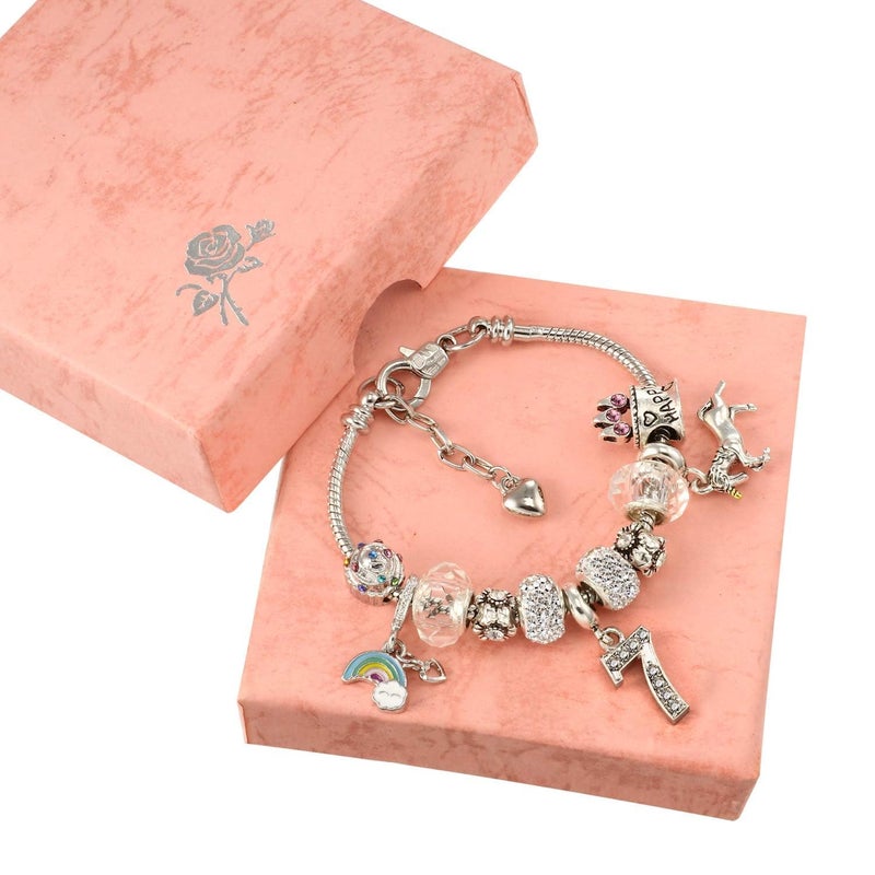 Zhanmai Birthday Gift for Women Unicorn Charm Bracelet with Card Box 1st 2nd 3rd 4th 5th 6th 7th 8th 9th 10th 11th 12th 13th 14th 15th 16th 17th 18th 19th 20th 21st 30th 40th 50th 60th 70th 80th(7th) - Image 4