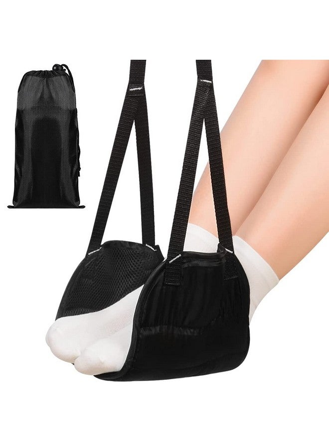 HASTHIP® Airplane Footrest Hanging Travel Foot Rest with Storage Bag, Airplane Travel Accessories, Foot Hammock Portable Plane Leg Rest, Provides Relaxation and Comfortable for Long Flight (Black) - Image 1