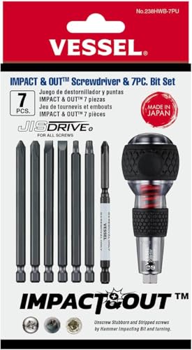 VESSEL USA Official Impact Out Screwdriver with 7pcs bits and Pouch - Image 1
