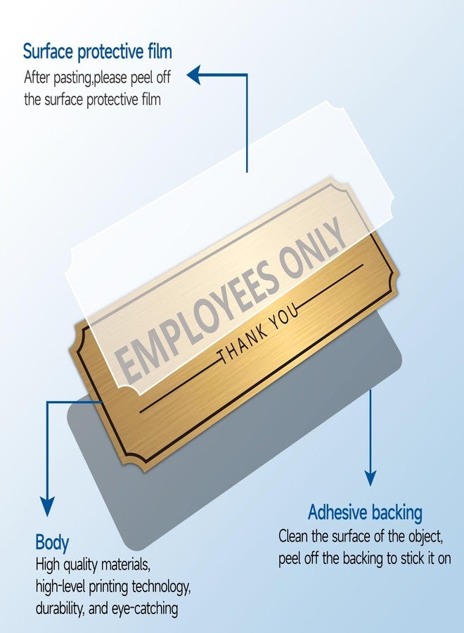 LUHIMO Employees Only Sign Sticker for Door，Self-Adhesive Weatherproof Vinyl Brushed Gold Staff Only Door Sign，Employee Only Thank You Decor for Home, House，Business, Store,Restaurant - Image 3