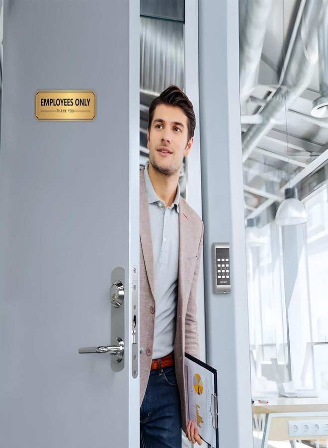 LUHIMO Employees Only Sign Sticker for Door，Self-Adhesive Weatherproof Vinyl Brushed Gold Staff Only Door Sign，Employee Only Thank You Decor for Home, House，Business, Store,Restaurant - Image 5