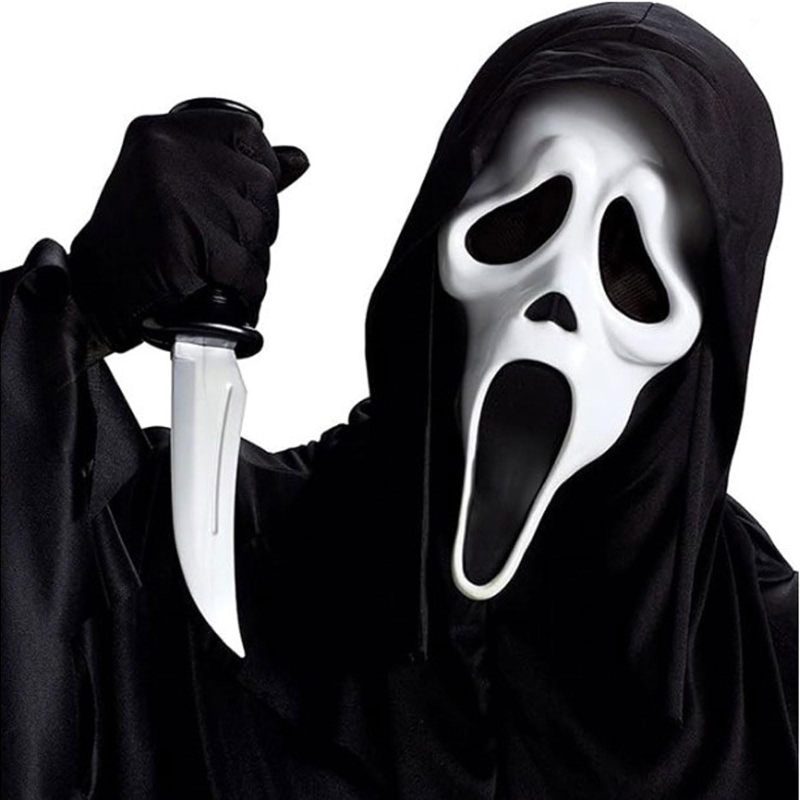 Scream Mask Full Head 48cm Height 18cm Width Lightweight 90g - Comfortable Fit Ghost Face Mask for Halloween Horror Cosplay, Costume Parties - Image 1