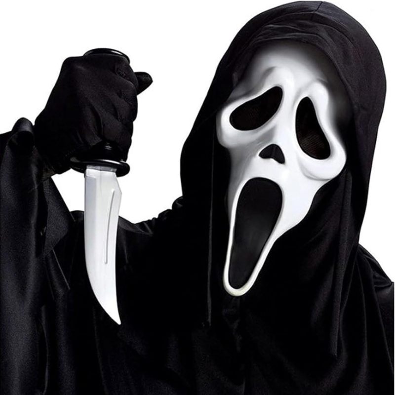 Scream Mask Full Head 48cm Height 18cm Width Lightweight 90g - Comfortable Fit Ghost Face Mask for Halloween Horror Cosplay, Costume Parties - Image 2