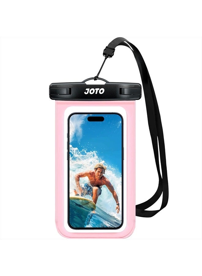 JOTO Universal Waterproof Phone Pouch Cellphone Dry Bag Case Cruise Beach Essentials for iPhone 15 14 13 12 11 Pro Max 8 7, Galaxy S23 S22 S21, Pixel up to 7" -Clearpink  - Image 1