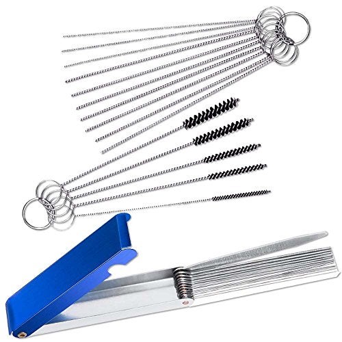 FineGood Carburetors Carbon Dirt Jet Remove Cleaner, 13 Cleaning Wires Set + 10 Cleaning Needles + 5 Nylon Brushes Tool Kit for Motorcycle ATV Moped Welder Carb - Image 1