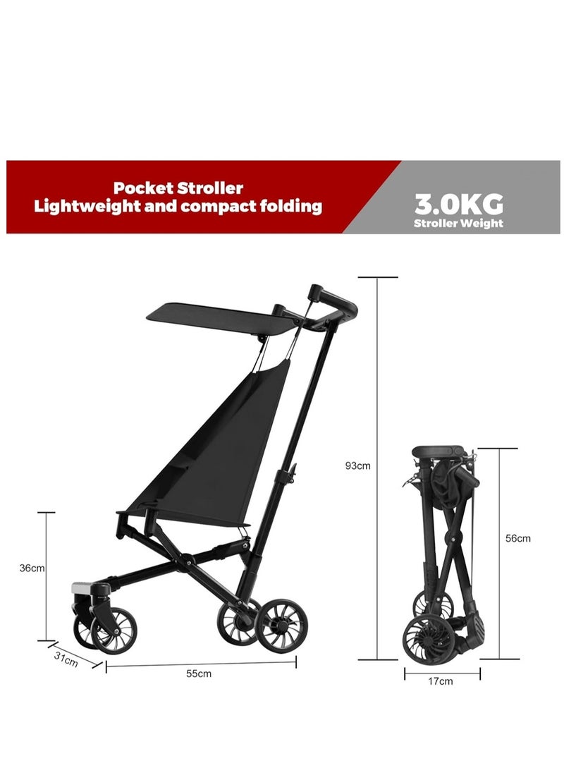 Children's pocket car,Stroller, Umbrella Stroller, Compact Stroller for Airplanes, Lightweight Stroller with Seat Belt, Coastal Stroller for Children 1-6 Years, One Hand Foldabl