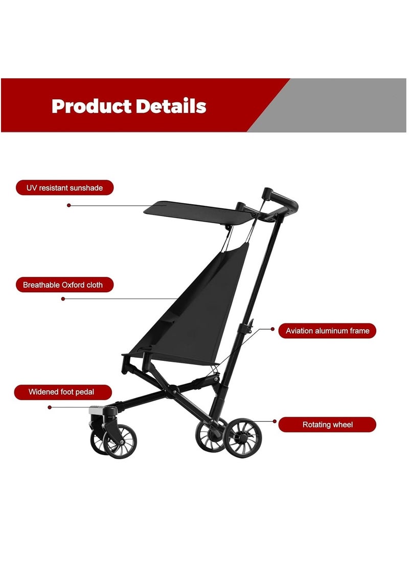 Children's pocket car,Stroller, Umbrella Stroller, Compact Stroller for Airplanes, Lightweight Stroller with Seat Belt, Coastal Stroller for Children 1-6 Years, One Hand Foldabl