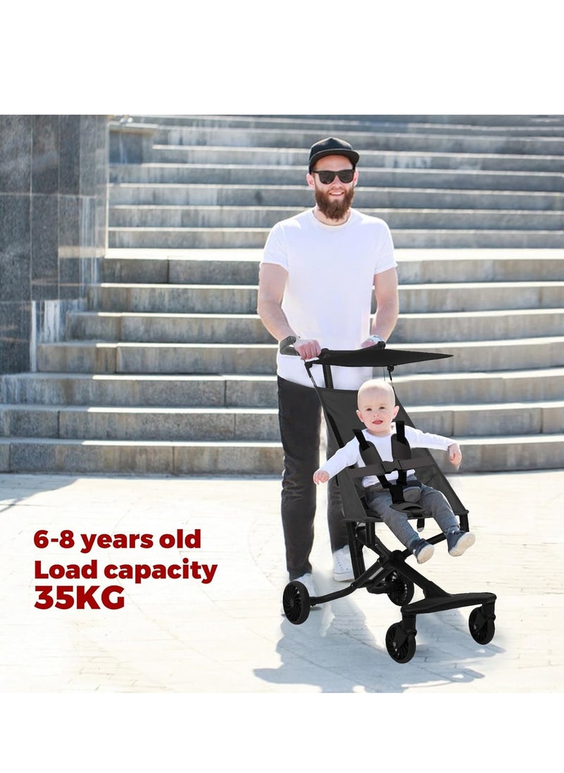 Children's pocket car,Stroller, Umbrella Stroller, Compact Stroller for Airplanes, Lightweight Stroller with Seat Belt, Coastal Stroller for Children 1-6 Years, One Hand Foldabl