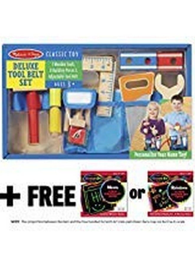 Melissa & Doug - Deluxe Tool Belt Wooden Play Set & 1 Scratch Art Minipad Bundle (05174) - Image 1